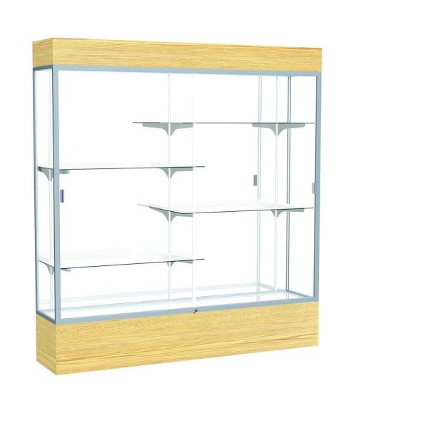 Ghent Lighted Floor Display Case 72x80x16, Mirror, Satin 2176MB-SN-LV - main